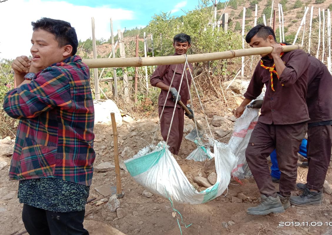 throwing of unwanted pebbles and soil