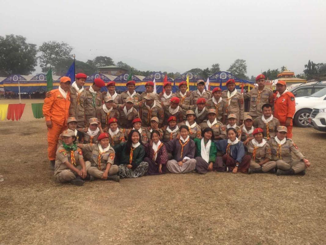 Scout volunteers at Moelam Chenmo held at Gelephu,Bhutan