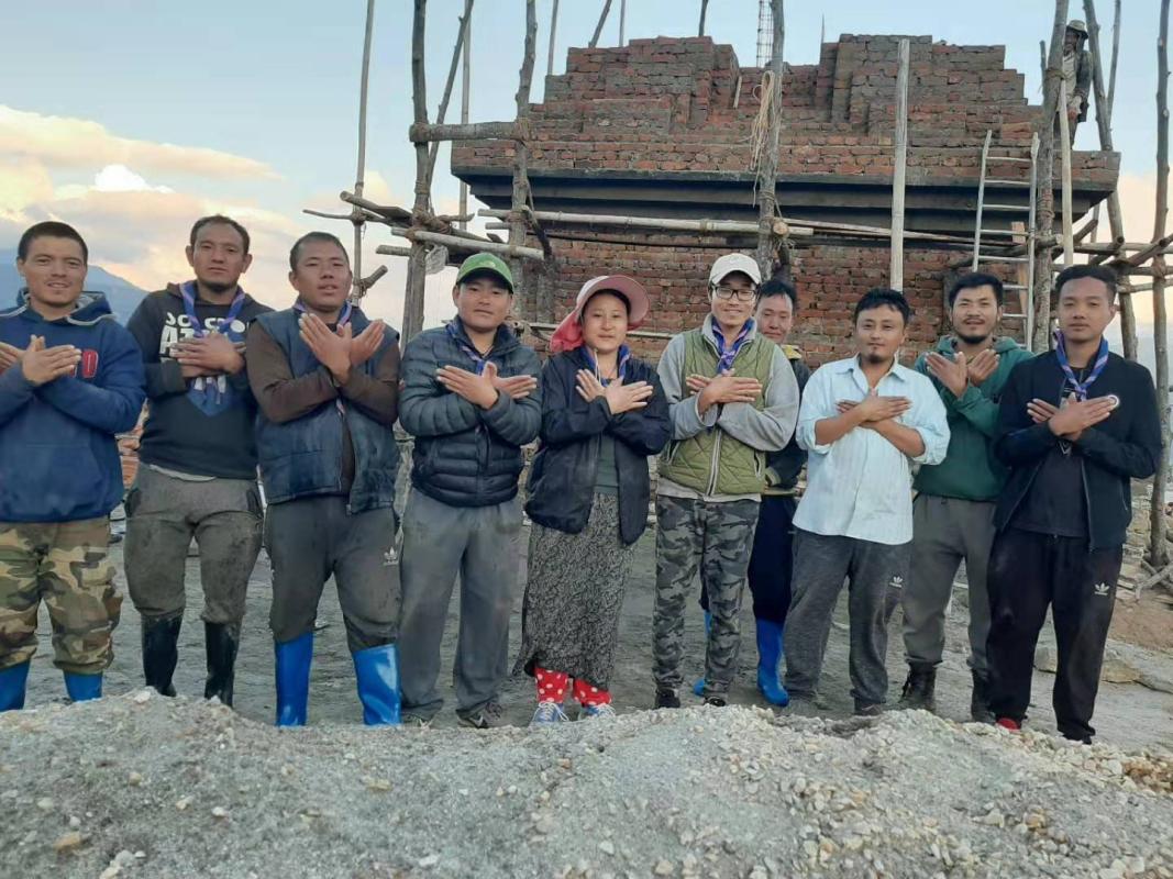 Labour Service at Stupa construction