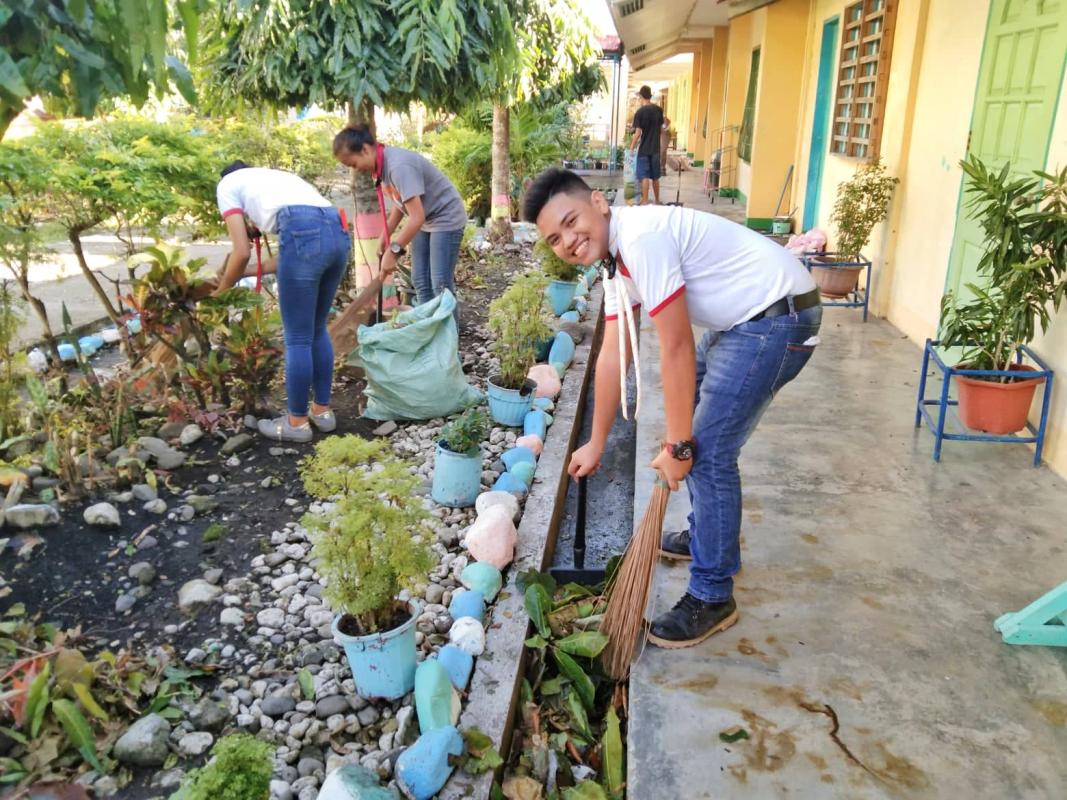 "DO A GOOD TURN DAILY" -  SCHOOL CLEAN-UP DRIVE AFTER THE ONSLAUGHT OF TYPHOON URSULA