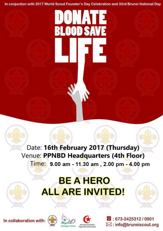 Blood Donation Campaign in conjunction with World Scouting Founder's Day and Brunei Darussalam International Day