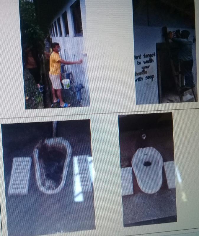 Cleaning Toilet in the public area