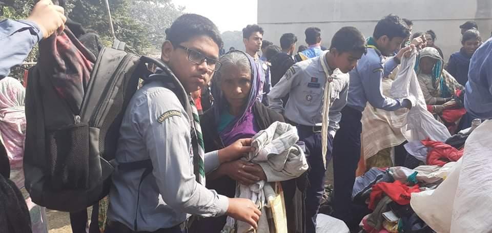 Giving winter clothes 