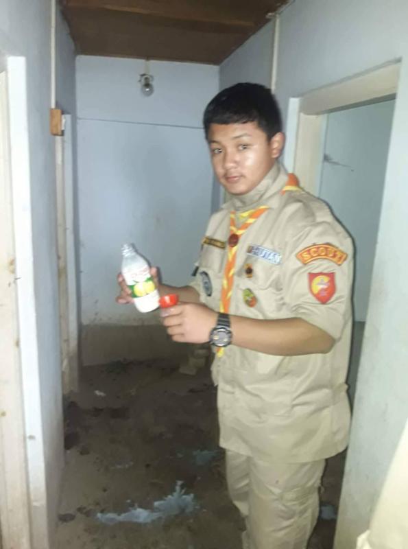 Scouts ensuring clean and safe public toilets during mass.relugious diacourse in Bhutan