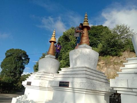 White washing chorten( stupas) 