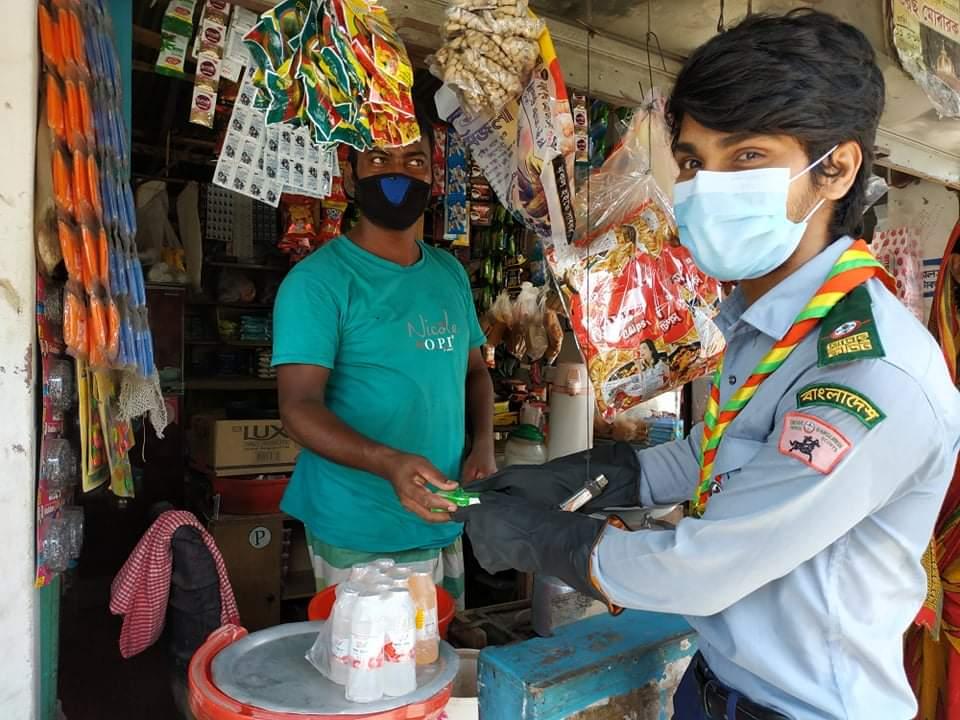 Arrangements were made to distribute soaps,masks,hand-sanitizers among the public and alert or caution Against corona virus. 