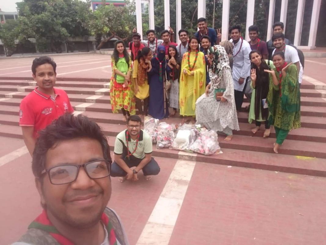 Cleaning Central Shaheed Minar