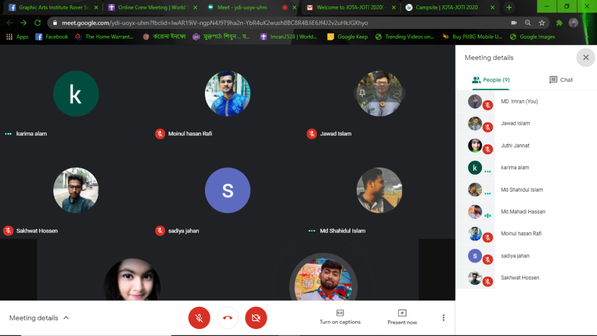3rd Online Crew Meeting ( Bangladesh Scouts Tree Plantation)