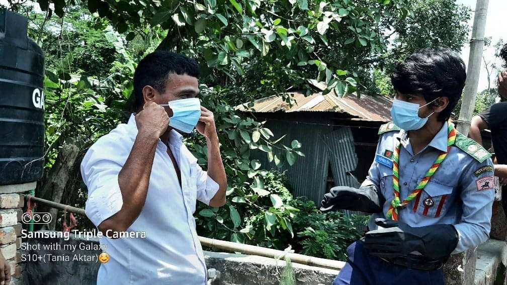 Distribution masks and hand washing arranged
