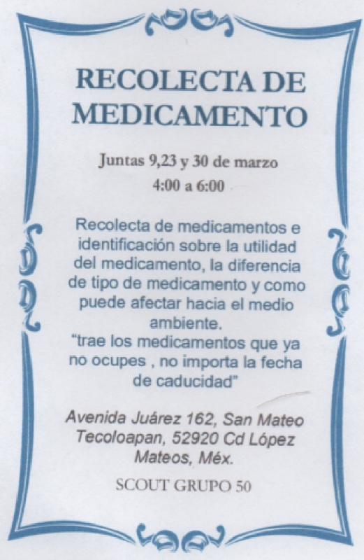 recolecta de medicamento
