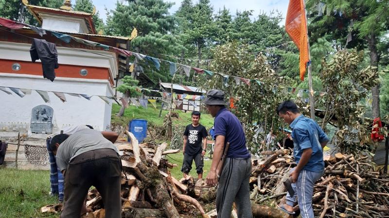 Transportation of items and fencing of Tshamkhang(Meditation place)