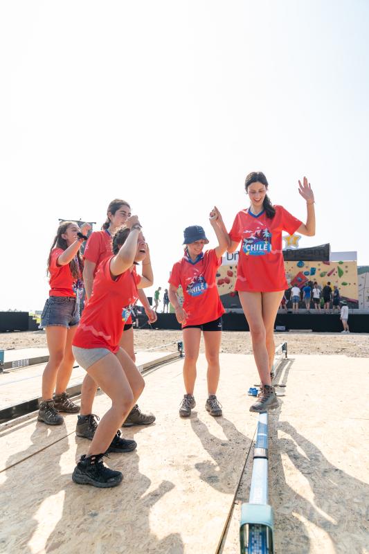 Young scouts engaged in adventure activities