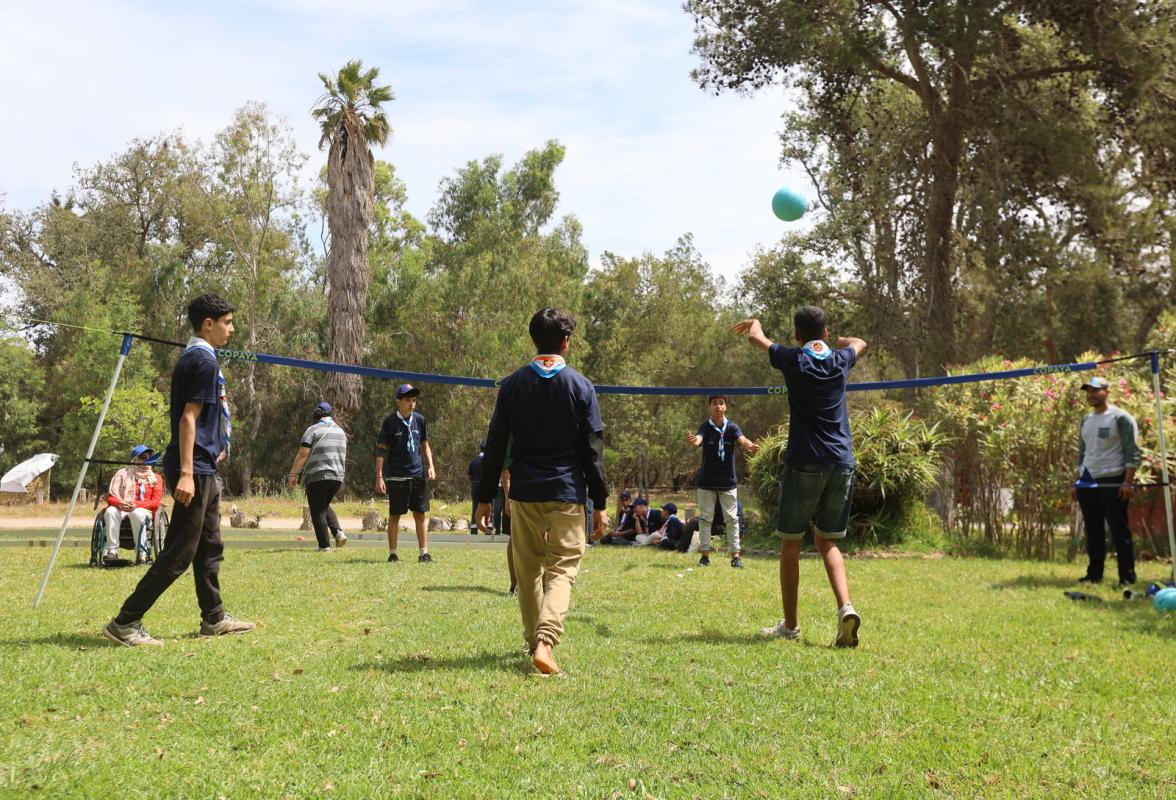 Scouts playing outside
