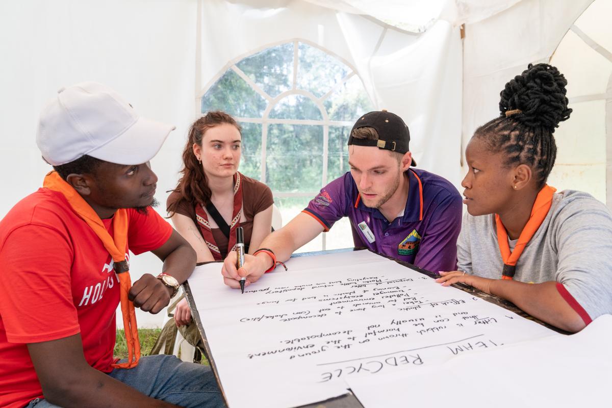 Young people working on group activity 