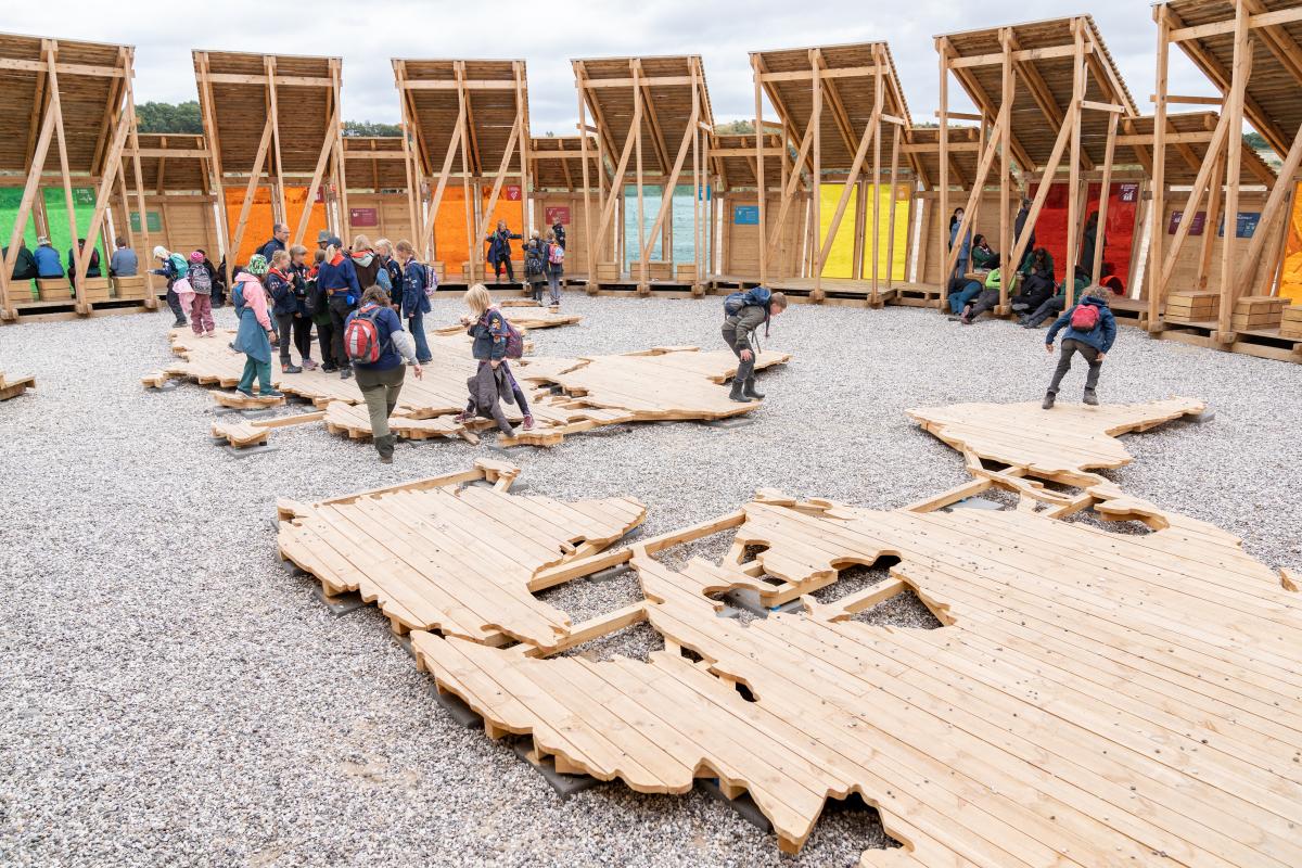Scouts working on a map project 