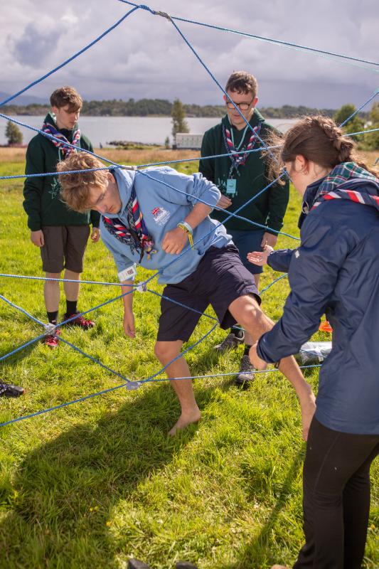 Young scouts engaged in activities 