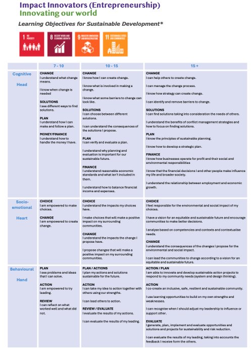 Learning objectives impact innovators
