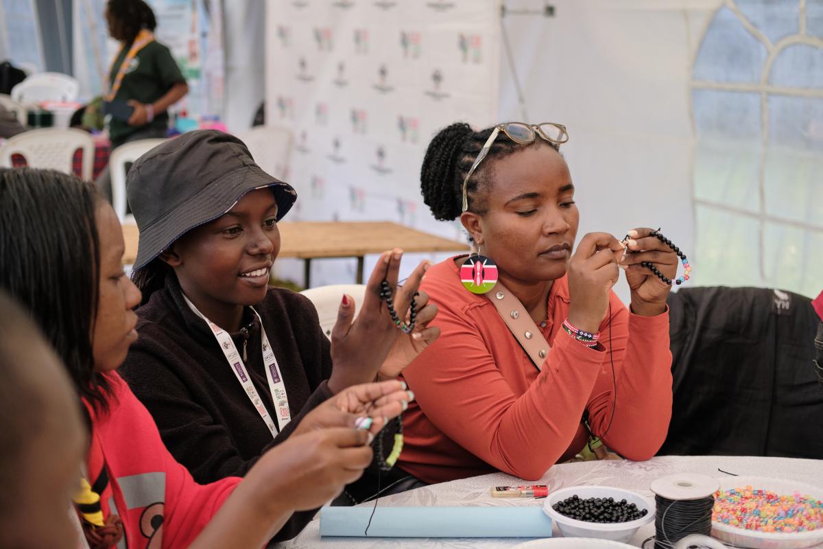 Young people engaged in crafting 