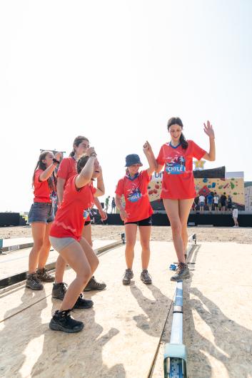 Young scouts engaged in adventure activities