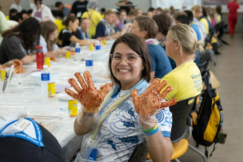 Young people preparing snacks