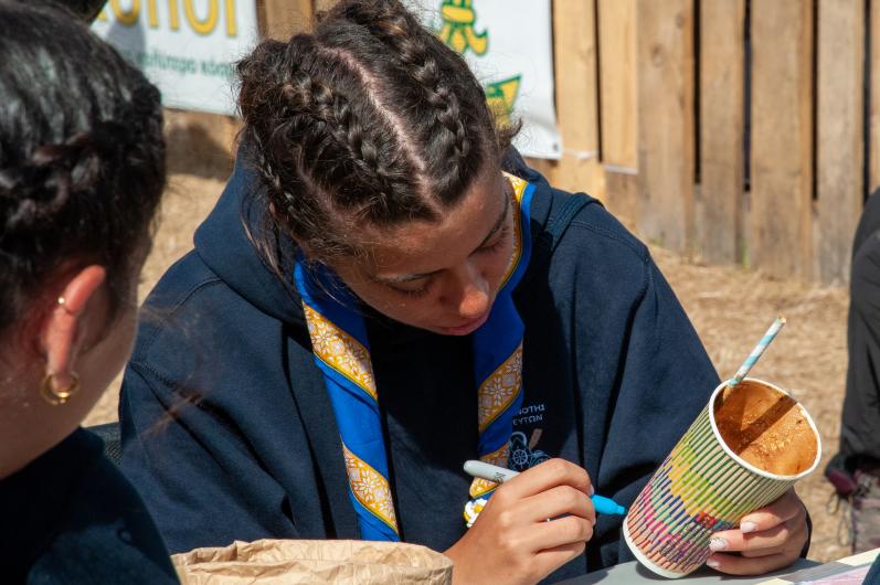 Young people working on crafts