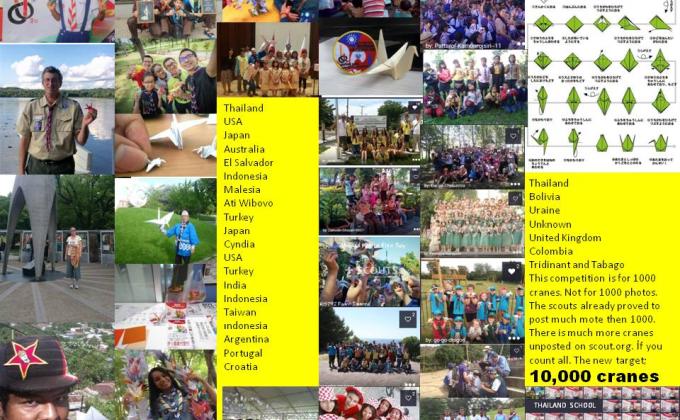 1000 PAPER CRANES FOR PEACE . A NEW TARGET  MAY BE DEMANDED AS 10,000 CRANES, GREAT SUCCESS