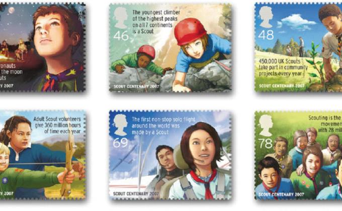 headed scout stamps
