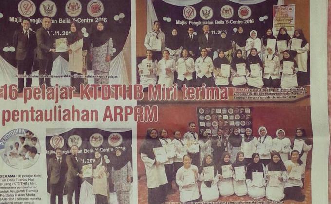 16 Pelajar KTDTHB Miri terima pentauliahan ARPRM