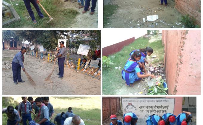 विद्यालय स्तर पर स्काउट guide चला रहे स्वच्छता अभियान