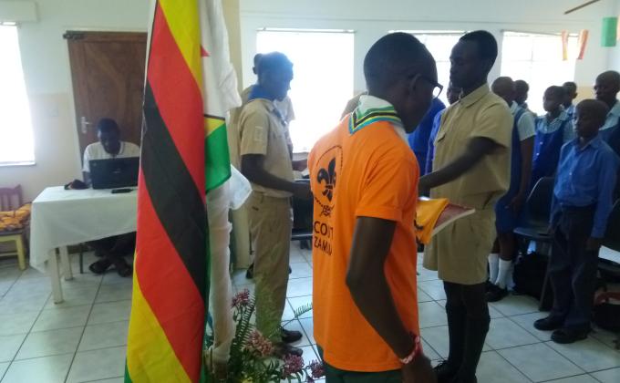 During the investiture ceremony of scouts of the Church of Jesus Christ of Later Day saints 