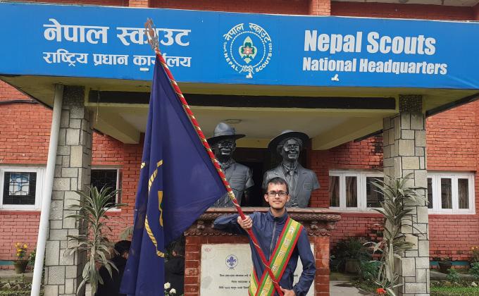 Nepal scout Central marchpast team marchpast at Sainik manch, Tudikhel, Kathmandu on. 