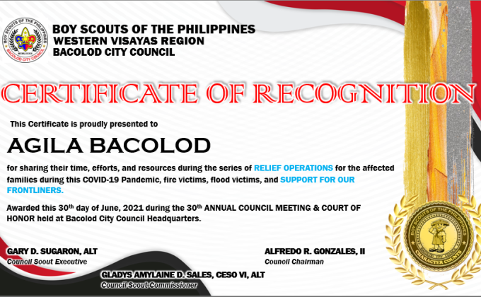 Agila Bacolod recognized during the Annual Council Meeting of BSP Bacolod City Council