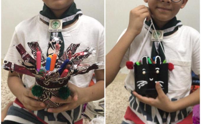 Recycling items and making new things.