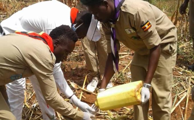 Tree planting in Uganda by  Omoro district scouts