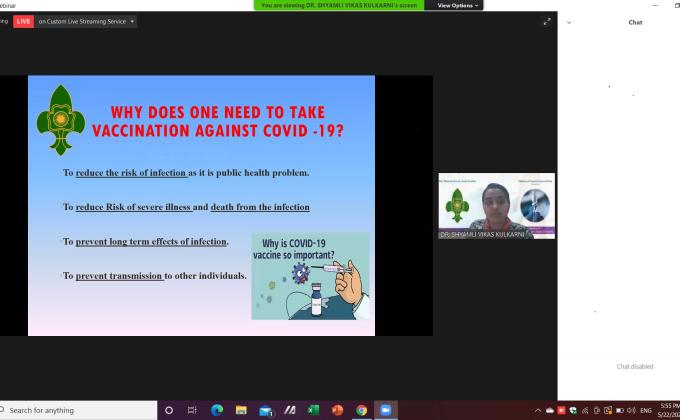 Virtual webbiner on Covid 19 Vaccination : Myths and Facts