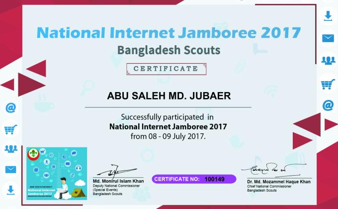 National Internet Jamboree 2017. My certificate  