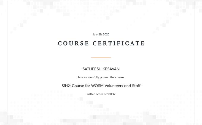 Safe From Harm Course for WOSM Volunteers and Staff