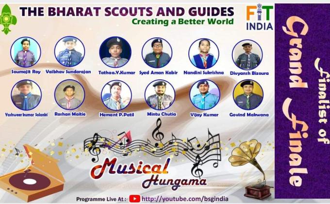 I got first position "Musical Hungama" Virtual Instrumental competition for Scouts, Guides, Rovers, Rangers and Unit leaders.
Organized By: The Bharat Scouts and Guides