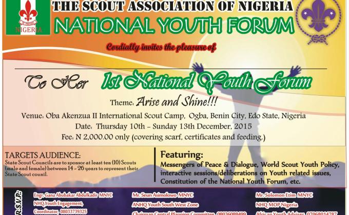 THE SCOUT ASSOCIATION OF NIGERIA YOUTH FORUM - 11TH - 13TH OF DECEMBER 2015