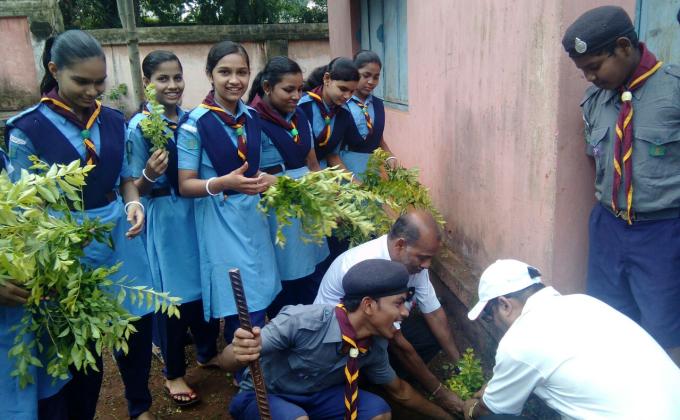 Govt High School khajuripada Scout troop & Guide Company observe Banamostav week