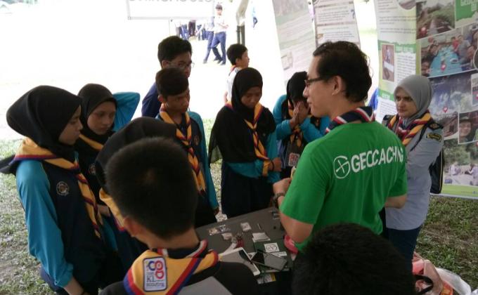 Geocaching booth at 108 years of Scouting in Kuala Lumpur camporee
