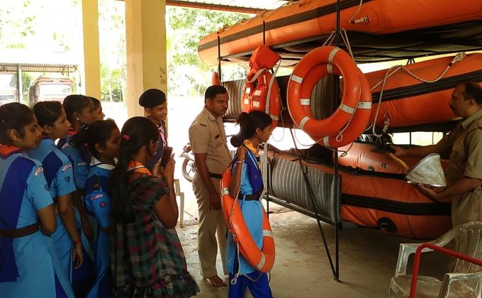 Disaster Management , Civil Defense & Disaster Prepadness Sessions by Fire Brigade Department's officers to BSG District Association Udupi Rovers and Rangers , Karnataka State, India.