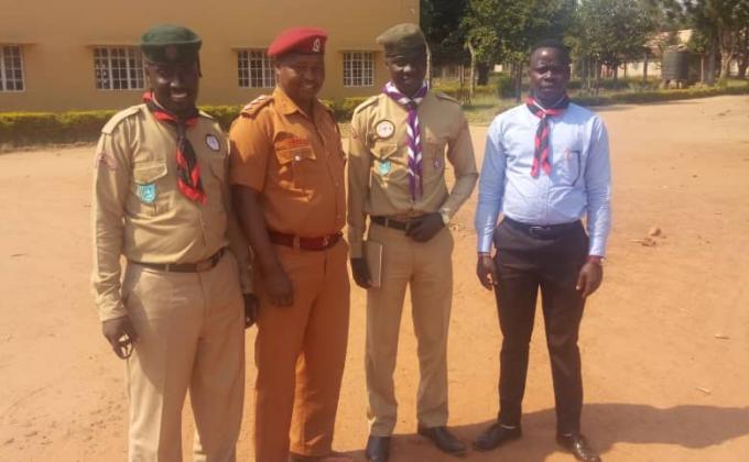 Soroti scouts leadership cheer the Ward 9 (scouts football team in prisons) .
