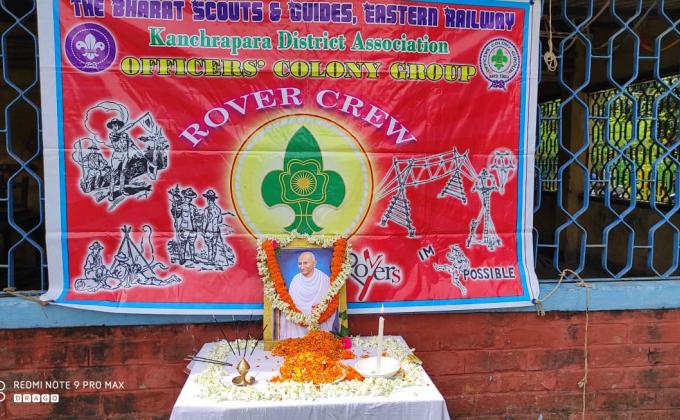 Celebrating Gandhi Jayanti today by OFFICER'S COLONY ROVER CREW undea KANCHRAPARA District association ERBS&G... 
#bsgindia
#BSG