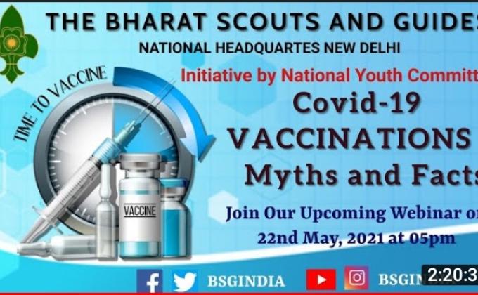 National Level Webinar on Covid 19 Vaccination facts and myths Organized by 
Bharat Scouts and Guides National Headquarters.
#bsgindia