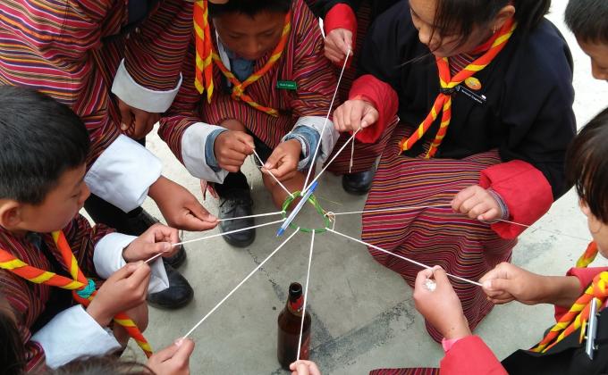 Investiture ceremony for Nachung Scout at Gangrithang PS, Bumthang 