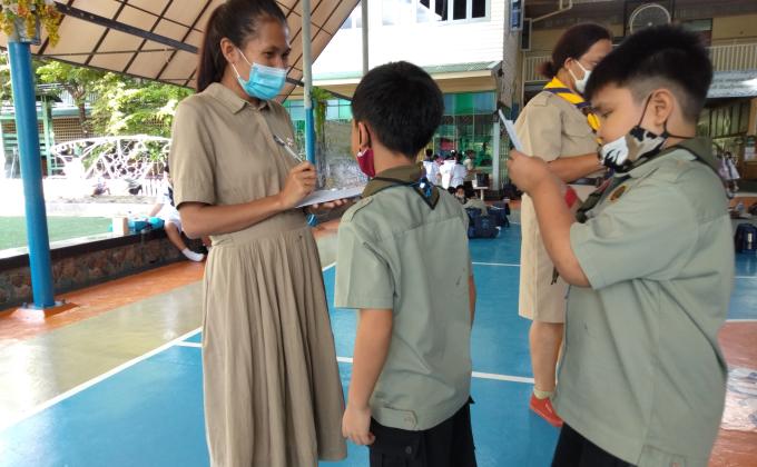 กิจกรรมฝึกท่องกฎ และคำปฏิญาณของลูกเสือ