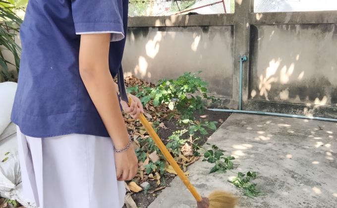 กวาดใบไม้