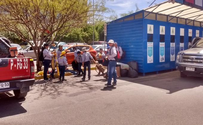 Lobatos en el punto de reciclaje.
