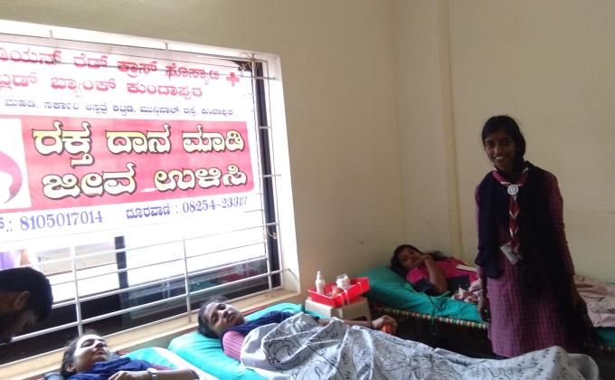 "Blood Donation Camp" by Lion's Club in association with Indian Red Cross Unit at Dr. G.Shankar. Government Women's First Grade college & P G Study center,Ajjarkadu ,Udupi district,Karnataka state , India.